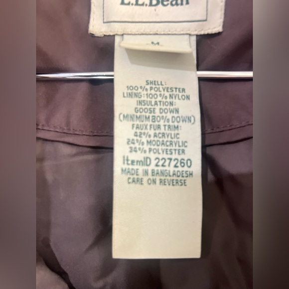LL Bean Women M Long Goose Down Parka Brown Winter Cold Weather Jacket NO Hood - Picture 6 of 13